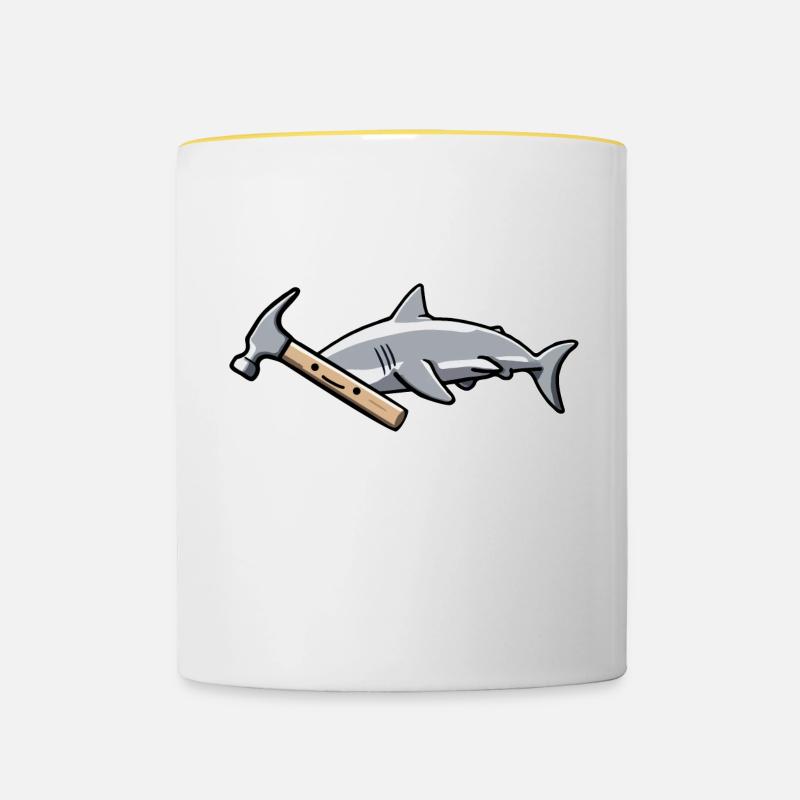 Requin marteau Requin cadeau requins requins marteau - Mug contrasté - blanc/jaune
