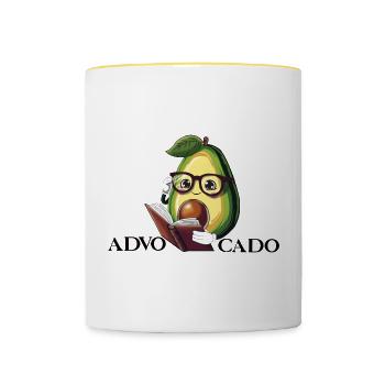 Advocado – Lustiges Avocado Wortspiel - Tasse zweifarbig - Weiß/Gelb - Vorne