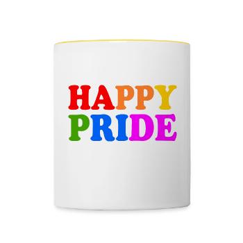Happy pride - Mug contrasté - blanc/jaune - Devant