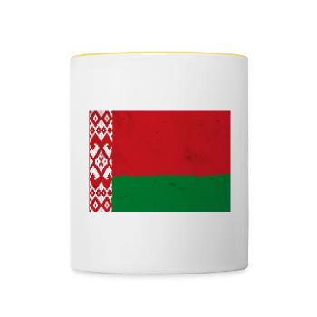 Flag of Belarus - Contrasting Mug - white/yellow - Front