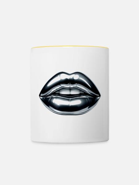 Chrome Kiss - Tasse zweifarbig - Weiß/Gelb