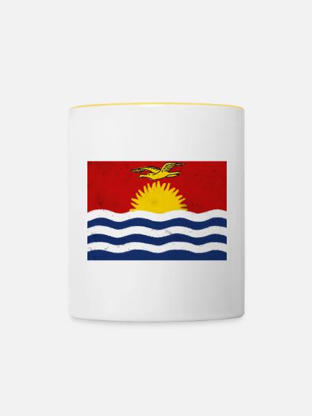 Flagge von Kiribati - Tasse zweifarbig - Weiß/Gelb