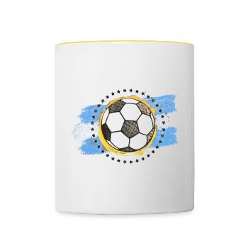 Football Argentina (Argentinien) 02 - Tasse zweifarbig - Weiß/Gelb - Vorne