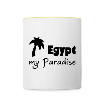 Egypt Paradise Geschenk Ägypten Urlaub - Tasse zweifarbig - Weiß/Gelb - Vorne