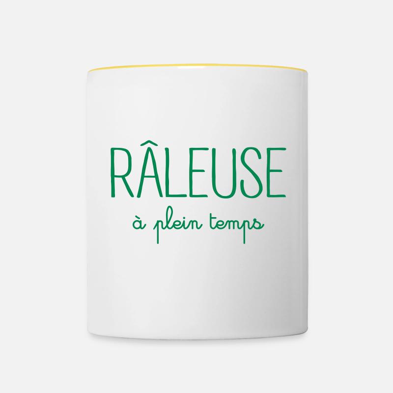 Râleuse à Plein Temps - Mug contrasté - blanc/jaune