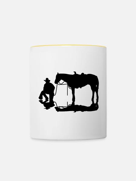 Cowboy - Tasse zweifarbig - Weiß/Gelb