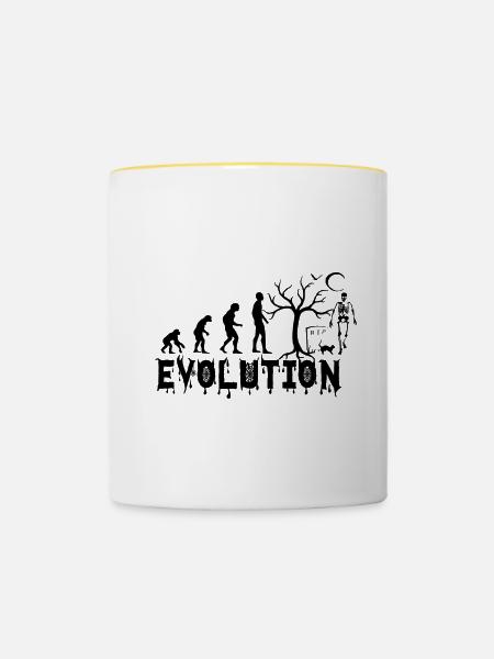 EVOLUTION HALLOWEEN Geschenk - Tasse zweifarbig - Weiß/Gelb