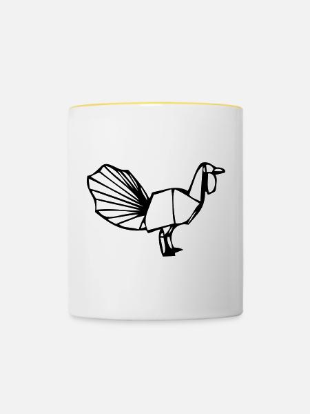 Truthahn - Tasse zweifarbig - Weiß/Gelb