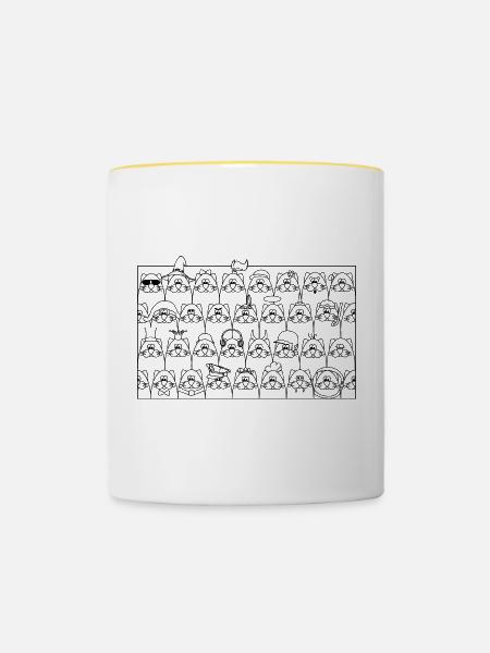 Funny Cats - Lustige Katzen - Tasse zweifarbig - Weiß/Gelb