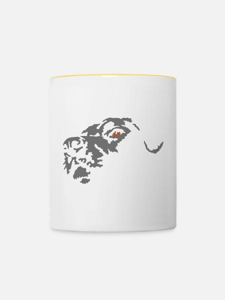 Katze - Tasse zweifarbig - Weiß/Gelb