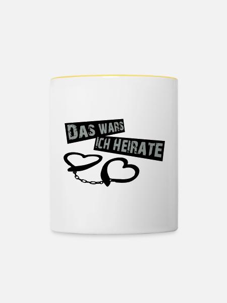 ich_heirate_schwarz - Tasse zweifarbig - Weiß/Gelb