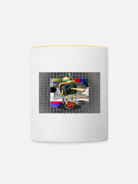 Poster Piglotzio2 - Tasse zweifarbig - Weiß/Gelb