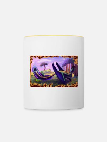 Dinosaurier - Tasse zweifarbig - Weiß/Gelb