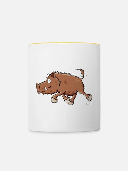 Rasende Wutz - Tasse zweifarbig - Weiß/Gelb