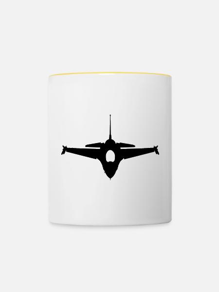 Flugzeug - Tasse zweifarbig - Weiß/Gelb