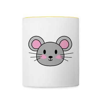Maus - Tasse zweifarbig - Weiß/Gelb - Vorne