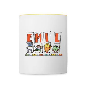 Emil - Tasse zweifarbig - Weiß/Gelb - Vorne