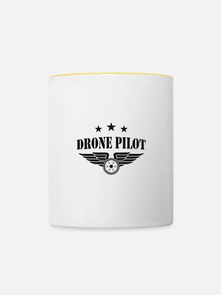 Drone Pilot - Tasse zweifarbig - Weiß/Gelb