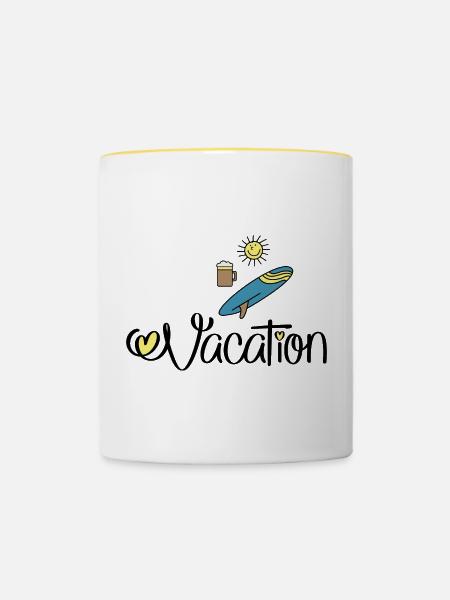 Urlaub und feiern - Tasse zweifarbig - Weiß/Gelb