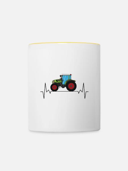 Traktor - Tasse zweifarbig - Weiß/Gelb