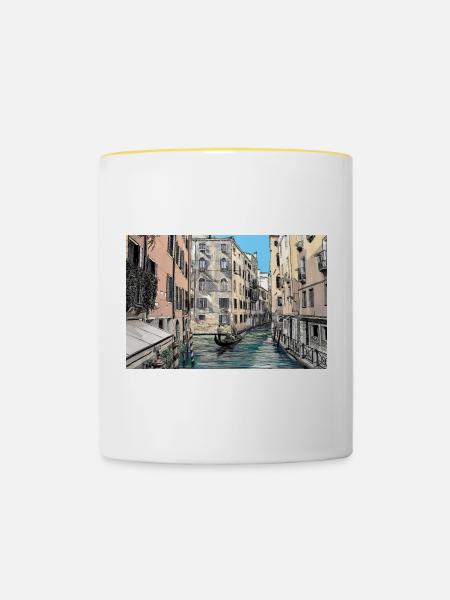 Venedig - Tasse zweifarbig - Weiß/Gelb