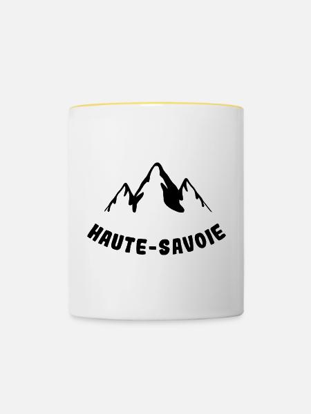 Haute Savoie Schwarzer Berg - Tasse zweifarbig - Weiß/Gelb