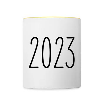 2023 - Jahr - Jahreswechsel - Tasse zweifarbig - Weiß/Gelb - Vorne