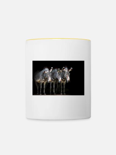 drei Zebras - Tasse zweifarbig - Weiß/Gelb