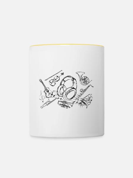 Musik - Tasse zweifarbig - Weiß/Gelb