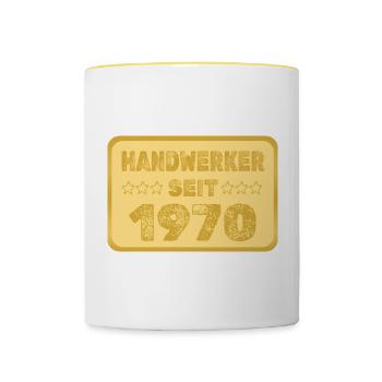 seit 1970 - Tasse zweifarbig - Weiß/Gelb - Vorne