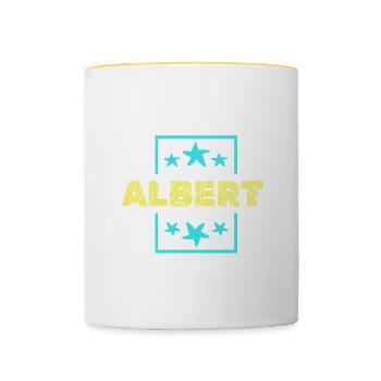 Vorname Geburtstag Albert - Tasse zweifarbig - Weiß/Gelb - Vorne