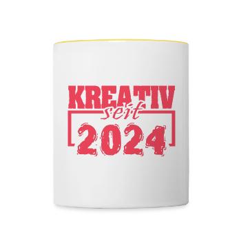Jahr 2024 - Tasse zweifarbig - Weiß/Gelb - Vorne