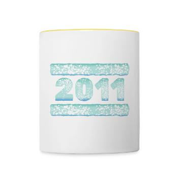 Jahr 2011 - Tasse zweifarbig - Weiß/Gelb - Vorne