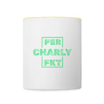Vorname Charly - Tasse zweifarbig - Weiß/Gelb - Vorne