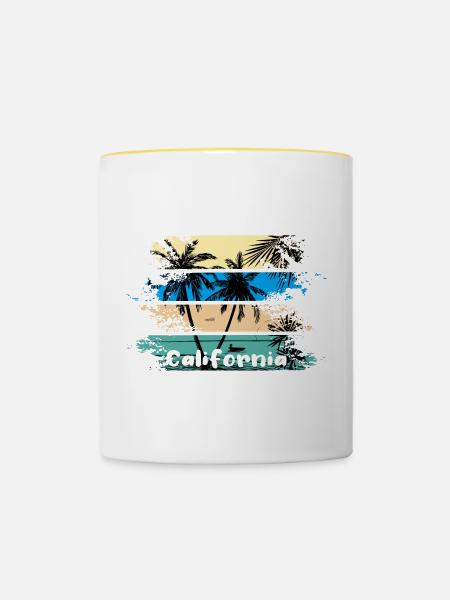Kalifornien - Tasse zweifarbig - Weiß/Gelb