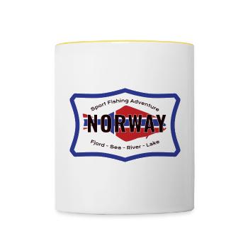 Norvège Pêche sportive Aventure Flétan - Mug contrasté - blanc/jaune - Devant