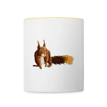Eichhörnchen 5 - Tasse zweifarbig - Weiß/Gelb - Vorne
