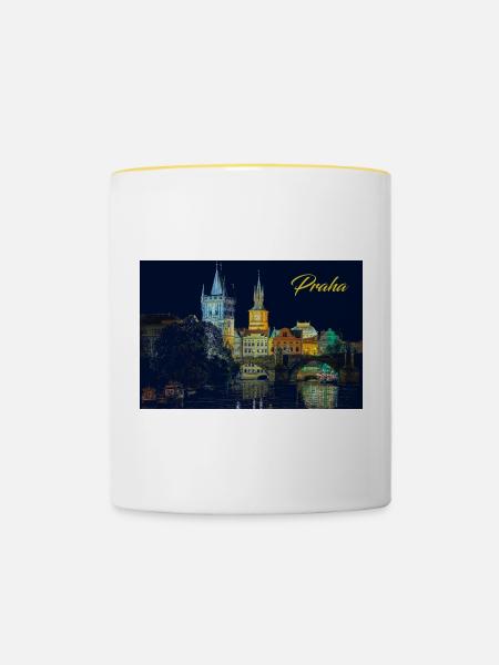 Prag - Tasse zweifarbig - Weiß/Gelb