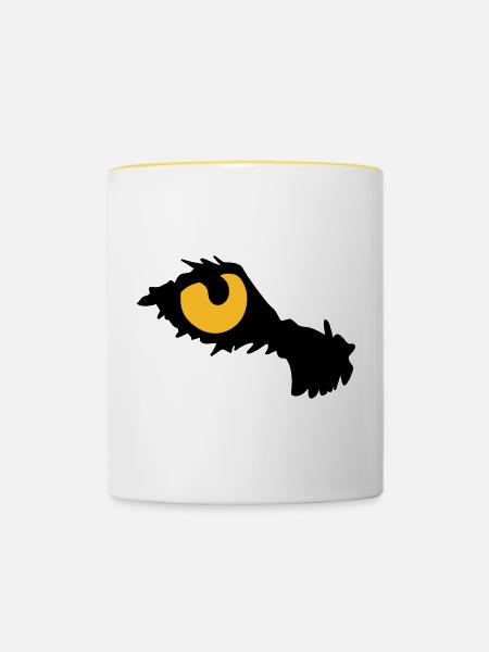 Auge des Tigers - Tasse zweifarbig - Weiß/Gelb