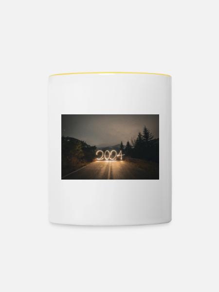 Jahr 2024 lightpaint - Tasse zweifarbig - Weiß/Gelb