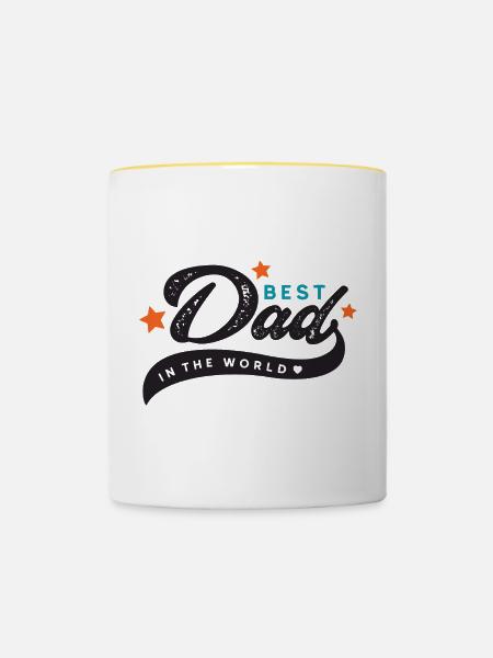 Bester Vater der Welt - Tasse zweifarbig - Weiß/Gelb