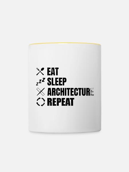 Architektur Zeitplan - Tasse zweifarbig - Weiß/Gelb
