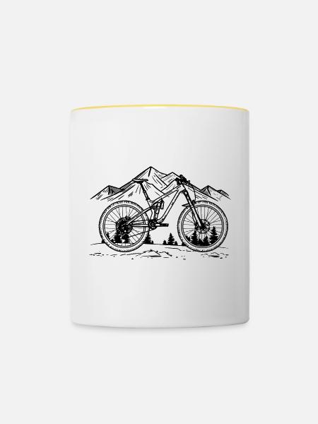 Mountainbike - Tasse zweifarbig - Weiß/Gelb