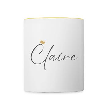 Chemise Princesse Claire – Nom avec la lettre C - Mug contrasté - blanc/jaune - Devant