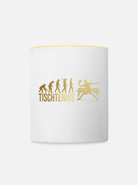 Evolution Tischtennis - Tasse zweifarbig - Weiß/Gelb