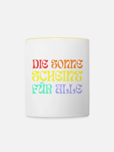 Die Sonne scheint für alle - Tasse zweifarbig - Weiß/Gelb