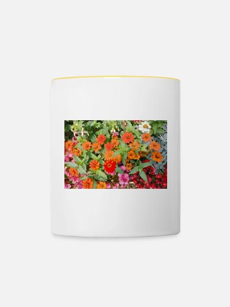 Blühender Garten – Farbenfrohe Stimmung - Tasse zweifarbig - Weiß/Gelb