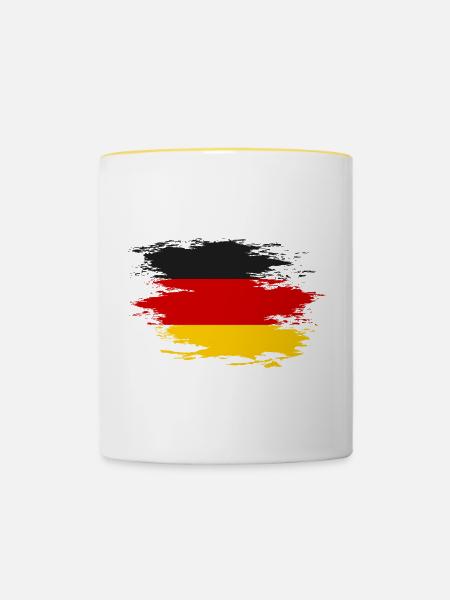 Deutschland Flagge used Design - Tasse zweifarbig - Weiß/Gelb