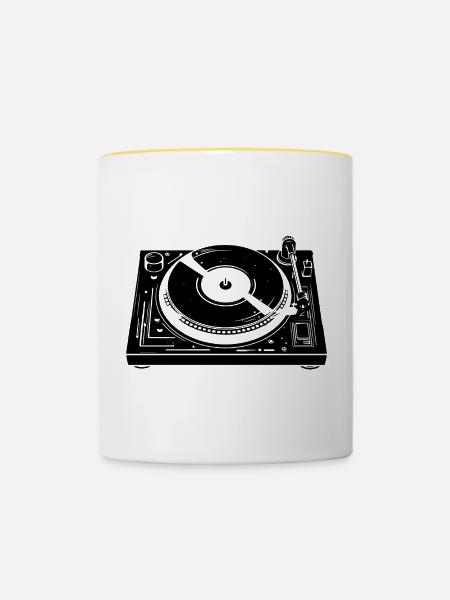 DJ Mischpult - Tasse zweifarbig - Weiß/Gelb