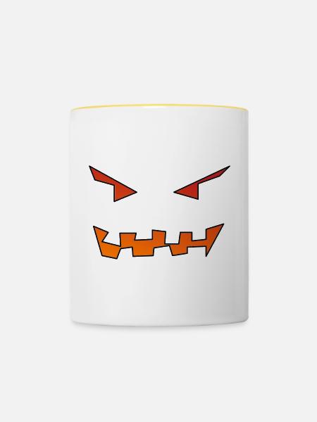 Kürbisgesicht - Tasse zweifarbig - Weiß/Gelb